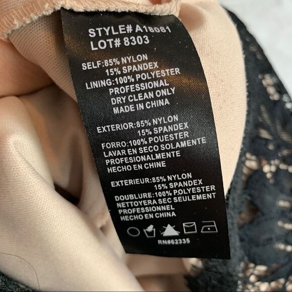 Betsy & Adam Black Lace Open Back Peplum Dress Size 2 - Picture 14 of 16